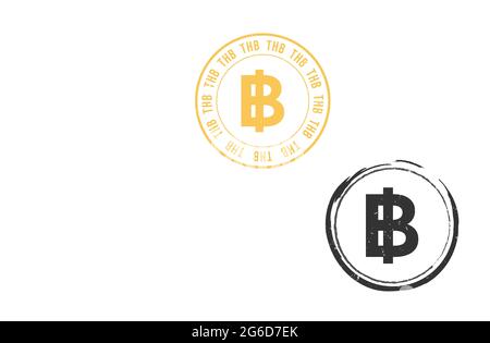 Thai baht grunge stamp seal vector design. Currency mainstream symbol with grunge stamp seal style design Stock Vector
