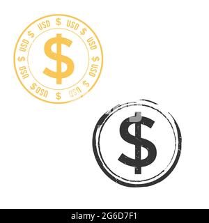 US dollar grunge stamp seal vector design. Currency mainstream symbol with grunge stamp seal style design Stock Vector