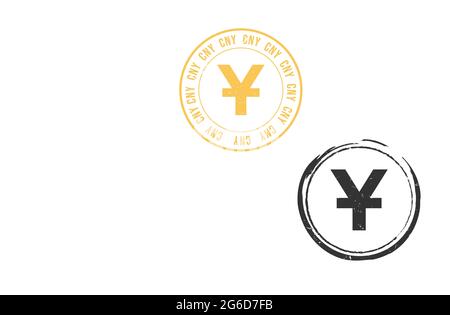 China yuan grunge stamp seal vector design. Currency mainstream symbol with grunge stamp seal style design Stock Vector