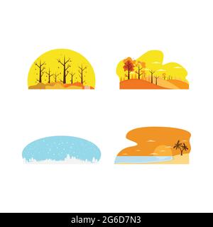 Scenery of the Four Seasons of Nature with Landscape Spring, Summer, Autumn  and Winter in Template Hand Drawn Cartoon Flat Style Illustration 12613095  Vector Art at Vecteezy