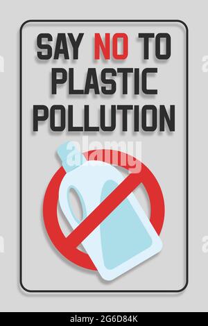 Disposable plastic. Banning plastic bottles. Say no to plastic pollution. Pollution problem concept. Stock Vector