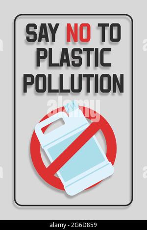 Disposable plastic. Banning plastic bottles. Say no to plastic pollution. Pollution problem concept. Stock Vector