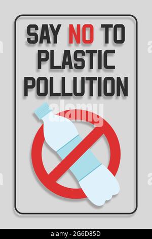 Disposable plastic. Banning plastic bottles. Say no to plastic pollution. Pollution problem concept. Stock Vector