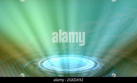 cg abstract 3D rendering, Neon techno teleport background Stock Photo