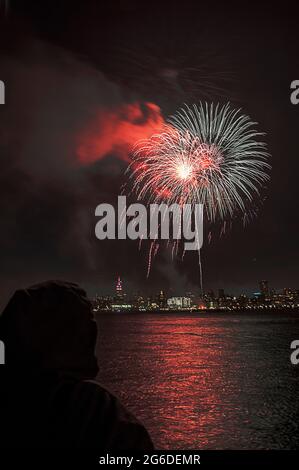 Fireworks display in New York City Metro area Stock Photo