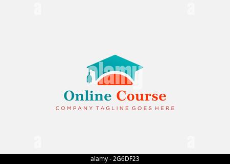 Digital School Logo Design Stock Vectors , Education logo concept student hat in blue color Stock Vector