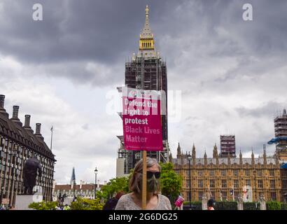 London, United Kingdom. 5th July 2021. Kill The Bill demonstrators gathered in Parliament Square in protest against the Police, Crime, Sentencing and Courts Bill, which many say would give police more powers over protests in the UK. (Credit: Vuk Valcic / Alamy Live News) Stock Photo