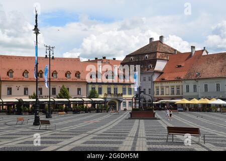 Sibiu (Hermannstadt), Rumänien, Siebenbürgen. Die Altstadt Stock Photo -  Alamy