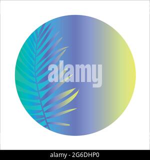 Gradient blue and yellow background. Tropical plants grow inside the neon forms. A new direction for your design. Vector 3D fantastic layout. Stock Vector