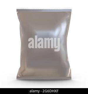3D rendering - High resolution image sliver pillow bag Isolated on a white background high quality details Stock Photo