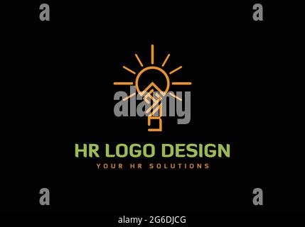 HR LOGO DESIGN Lighting Bulb Initial Monogram Letter H R Logo Design Vector Template HR Creative Letter mark Logo Design Combine Logo Stock Vector