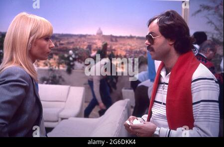 Rome, Italien. 05th July, 2021. Raffaella Carrà is dead. The artist was 78 years old. The Italian artist Raffaella Carrà together with her partner The director Sergio Japino during the television broadcast, Pronto Raffaella. Rome (Italy) year 1985 Credit: dpa/Alamy Live News Stock Photo