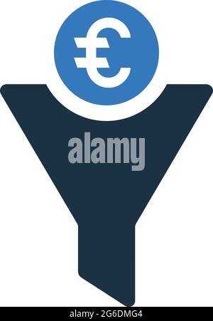 Aggregator, euro, money filter icon - Use for commercial purposes, print media, web or any type of design projects. Vector EPS file. Stock Vector