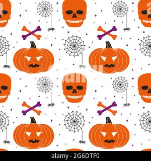 Halloween holiday funny icons seamless vector pattern Stock Vector