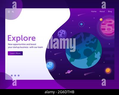Galaxy and Space Explore Gradient Web Banner Stock Vector