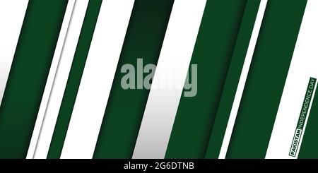 Pakistan Independence Day with Geometric green and white background design. Good template for Pakistan National Day design. Stock Vector