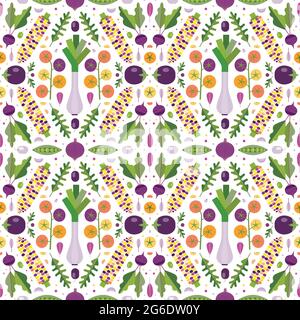 Fresh Farm Organic Vegetables Pattern Stock Vector