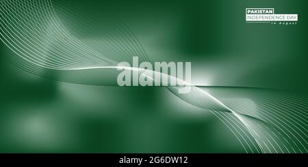 Pakistan Independence Day with green white abstract design. Good template for Pakistan National Day design. Stock Vector