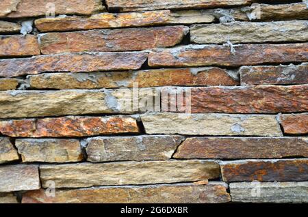 Natural old castle stone wall texture for pattern and background Stock Photo