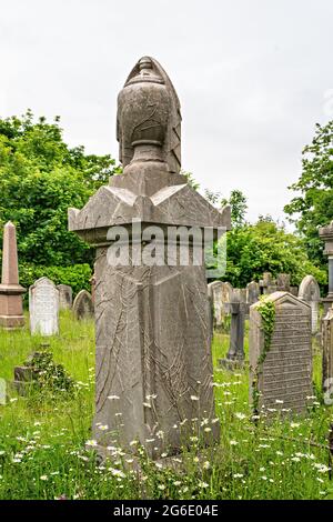 Gravestones in churchyard of Holy Trinity church, Morecambe, Lancashire Stock Photo