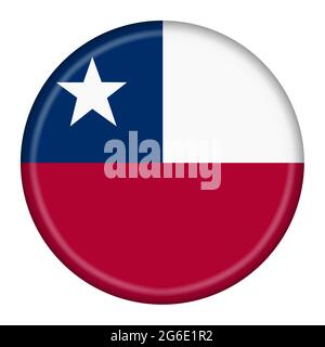 Chile flag button 3d illustration with clipping path Stock Photo