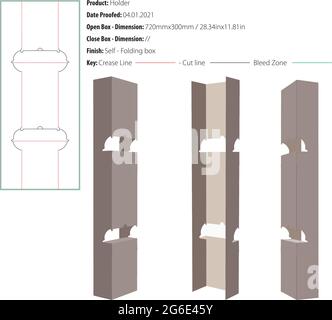 Pedestal display easel chevalet holder double packaging design template die cut - vector Stock Vector