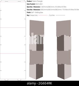 Totem Triangle POS Floor Display packaging design template selffold die cut - vector Stock Vector