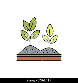 Mulching olor line icon. Garden service. Pictogram for web page, mobile app, promo. UI UX GUI design element. Editable stroke. Stock Vector