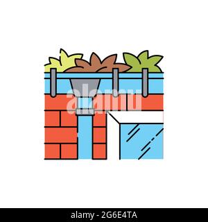 Gutter clearance olor line icon. Garden service. Pictogram for web page, mobile app, promo. UI UX GUI design element. Editable stroke. Stock Vector