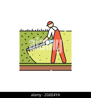 Hedging olor line icon. Garden service. Pictogram for web page, mobile app, promo. UI UX GUI design element. Editable stroke. Stock Vector