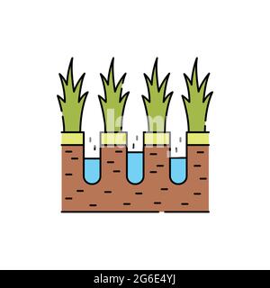 Lawn aeration olor line icon. Garden service. Pictogram for web page, mobile app, promo. UI UX GUI design element. Editable stroke. Stock Vector
