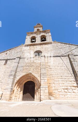 Church of Saint Esteban in Quintana del Puente town in Palencia province, Castile and Leon, Spain Stock Photo