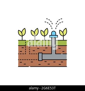 Irrigation system installation isolated concept vector illustration set ...