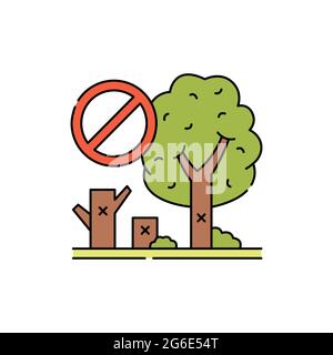Tree removal olor line icon. Garden service. Pictogram for web page ...