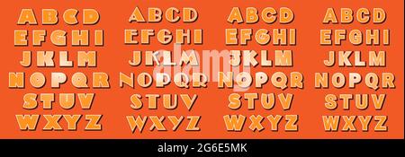 Four 3D Modern font and alphabet template colorful letters typography vector illustration Stock Vector