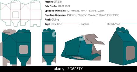 Gift box packaging design template gluing die cut - vector Stock Vector