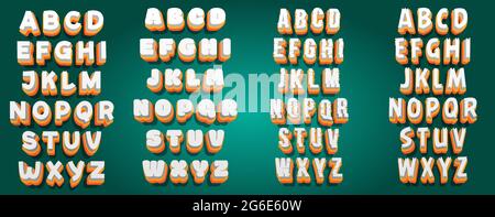 Four 3D Modern font and alphabet template colorful letters typography vector illustration Stock Vector