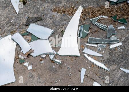 Mirror shards on the floor Stock Photo