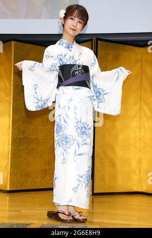 Tokyo, Japan. 05th July, 2021. The Japan Yukata Culture Association held the 'Miss Mister Japan Yukata 2021' announcement and award ceremony. Japanese fashion model Shiho won the award. on July 5, 2021 in Tokyo, Japan. (Photo by Kazuki Oishi/Sipa USA) Credit: Sipa USA/Alamy Live News Stock Photo