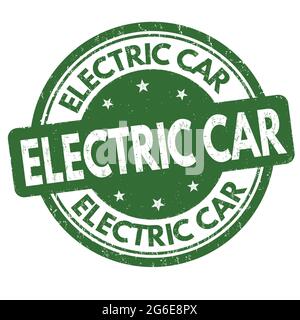 Electric car sign or stamp on white background, vector illustration Stock Vector