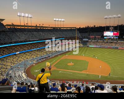 Night game under way at the Dodger Stadium in Los Angeles Stock Photo -  Alamy