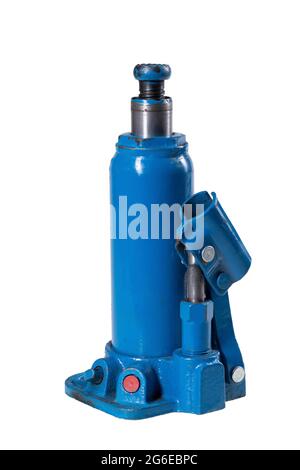 Hydraulic car jack. Tools used during repair in a car repair shop. Isolated background. Stock Photo