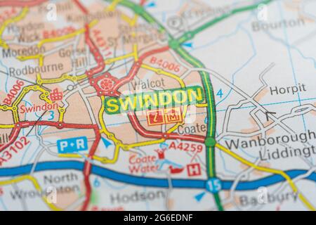 Road Map of Swindon, Wiltshire, England Stock Photo - Alamy