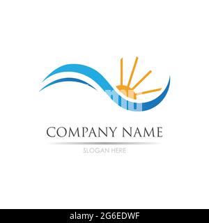 sea Water wave and sun icon vector illustration design logo - Vector Stock Vector