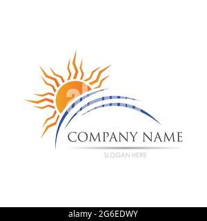 sea Water wave and sun icon vector illustration design logo - Vector Stock Vector