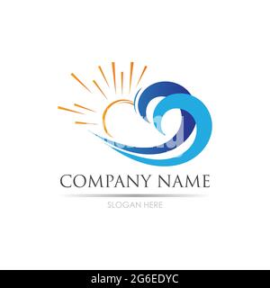 sea Water wave and sun icon vector illustration design logo - Vector Stock Vector