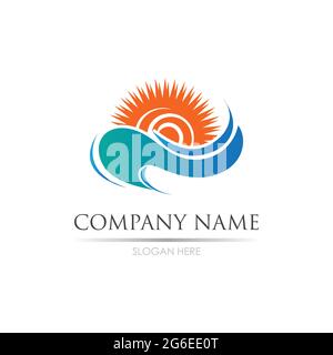 sea Water wave and sun icon vector illustration design logo - Vector Stock Vector