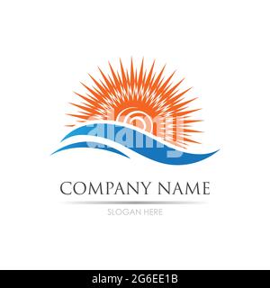 sea Water wave and sun icon vector illustration design logo - Vector Stock Vector