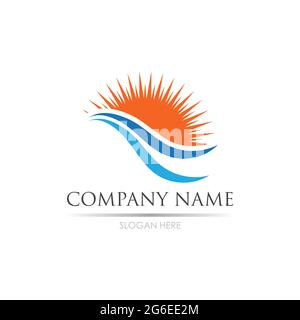 sea Water wave and sun icon vector illustration design logo - Vector Stock Vector