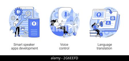 Voice assistant abstract concept vector illustrations. Stock Vector